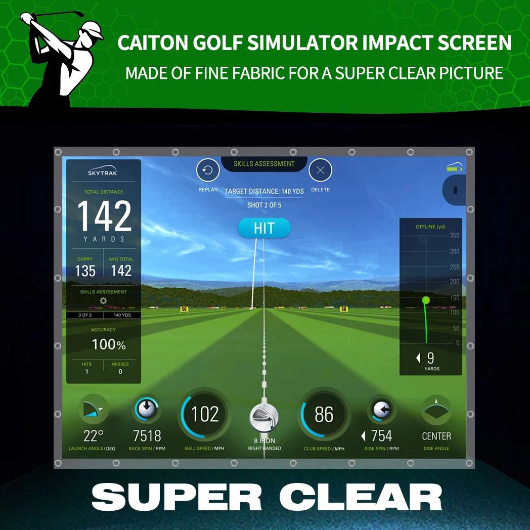 HD Golf Simulator Impact Screen – Double-Layer, Noise-Reducing, 4 Sizes